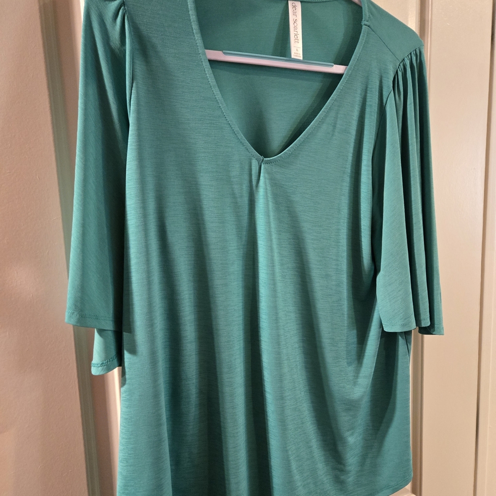 Elegant Teal V-Neck Blouse